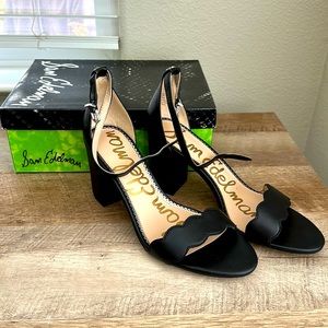 Sam Edelman Odila Ankle Strap Sandal Heel - Black Dress Napa Leather